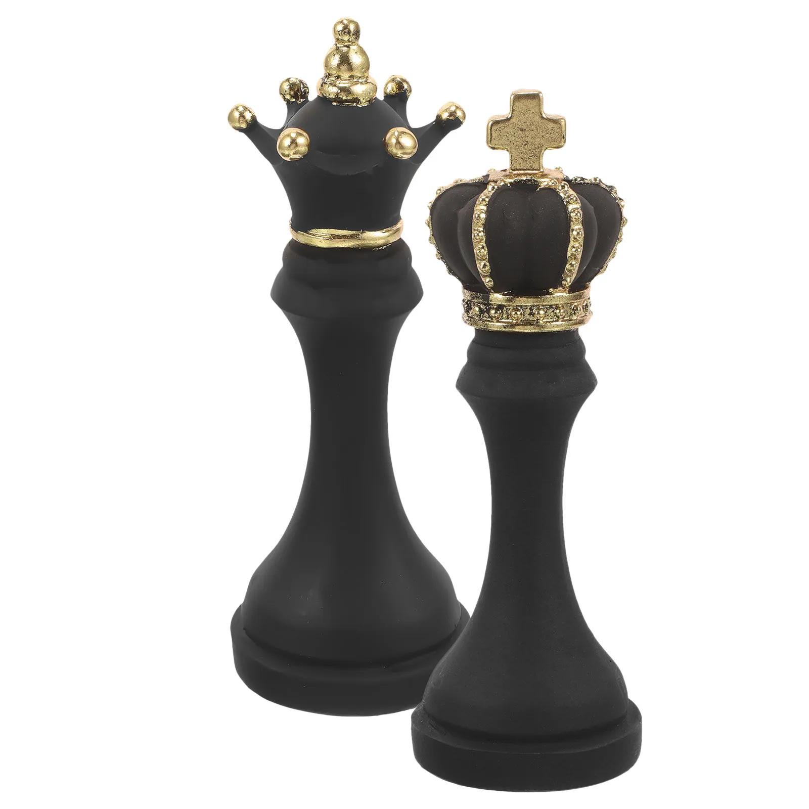 2Pcs International Chess Decor Resin King Queen Statues Decorative Tabletop Chess Pieces Artistic Desk Sculptures Party