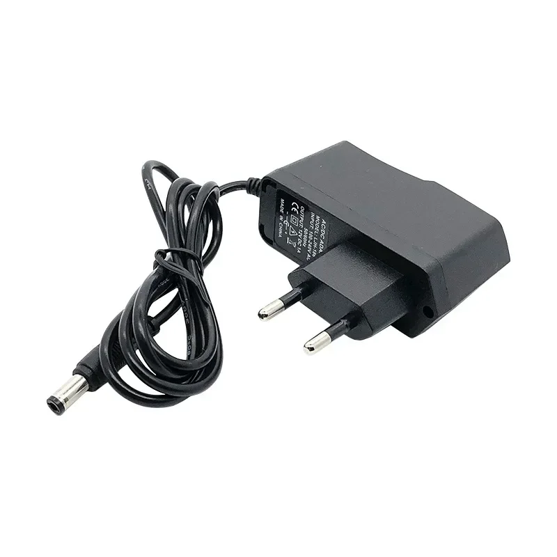 Adaptador convertidor de CA, fuente de alimentación con enchufe europeo, cargador de 5,5mm x 2,5mm (2,1mm) con lámpara, CC 3V2A 5V2A 6V 2A 9V 12V 0.5A 500mA 15V 1A