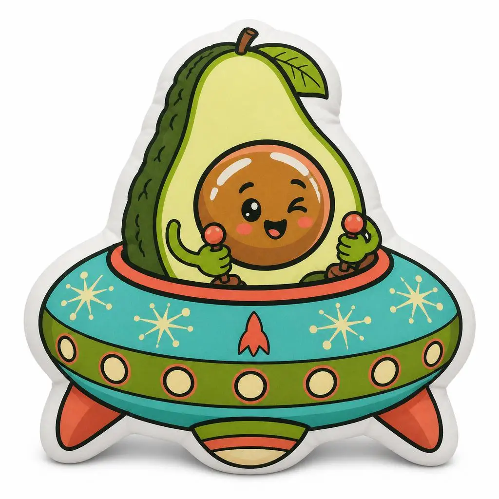 Avocado UFO Flying Saucer Throw Pillow Cute Kawaii Space Cushion Shaped Stuffed Decorative Pillow Game Room Sofa Decor Gift