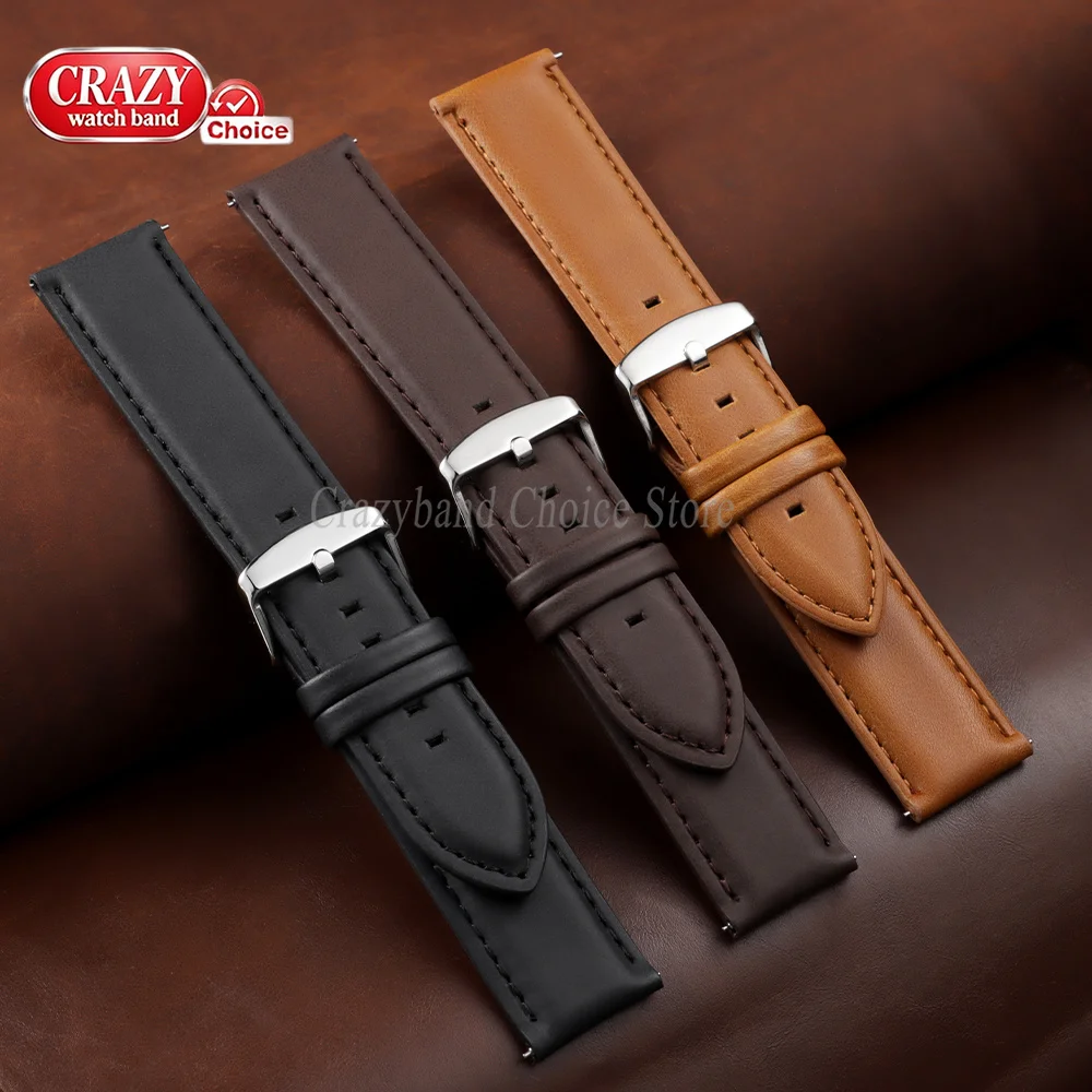 Oil Wax Cowhide Watch Band 18mm20mm22mm 24mm Universal Strap Bracelet Quick Release Leather for Men Women Wrist Vintage Business
