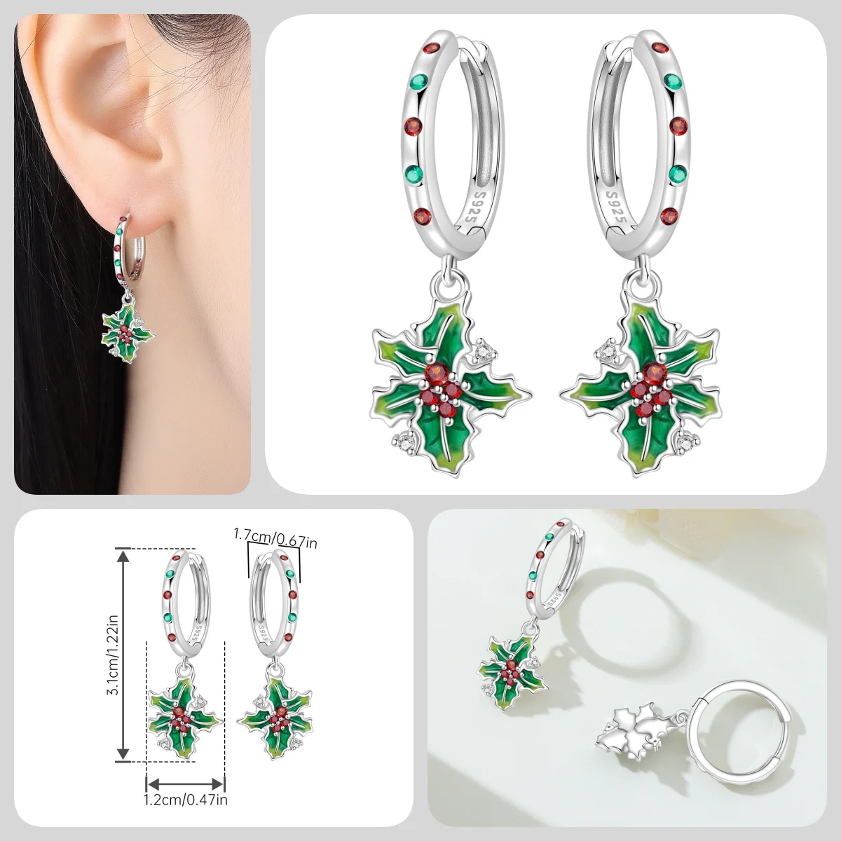 Orstarry S925 Sterling Silber Schmetterling-Blumen-Ohrringe und Halsketten-Set, Exquisites Herz-Hänge-Schmuckset für Damen, Party-Geschenk – Detail 14