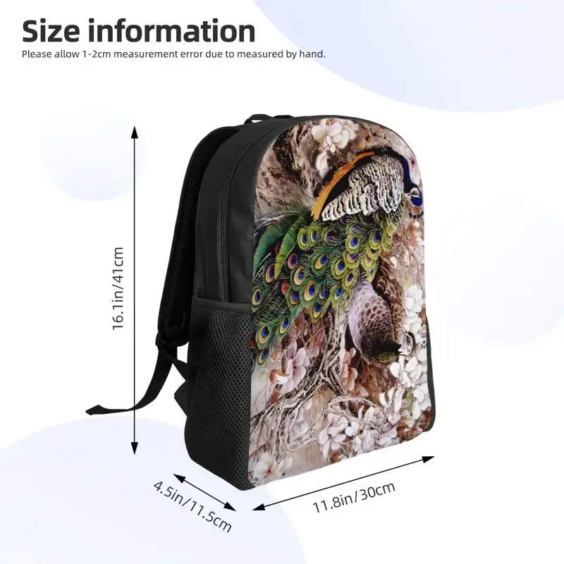 Mochila para ordenador portátil de pavo real para hombre y mujer, bolsa de libros informal para estudiantes universitarios, bolsos bonitos y hermosos de animales de plumas