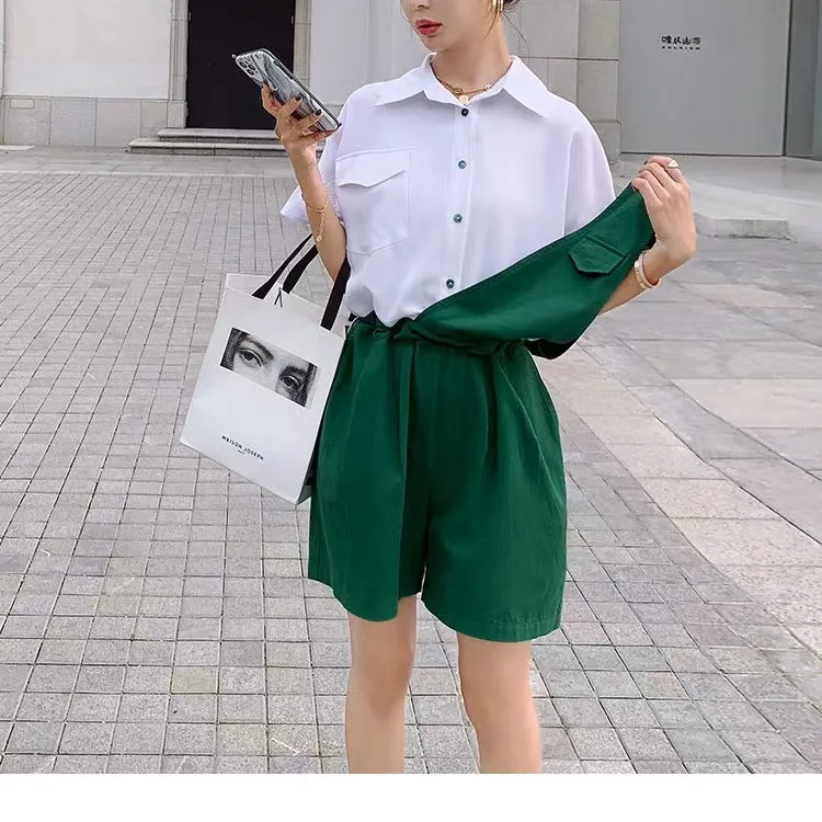 캐주얼 여름 원피스 또는 바지 투피스 가짜 어깨끈 스플라이싱 슬리밍 다용도 에이지리스 여성복