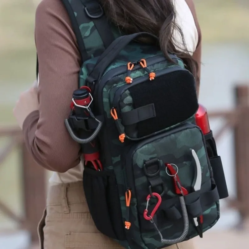 

New Lure Box Gear Storage Bag Fishing Tackle Backpack Fanny Pack for Men Fly Fishing Backpack with Rod Holder Sling Shoulder Bag