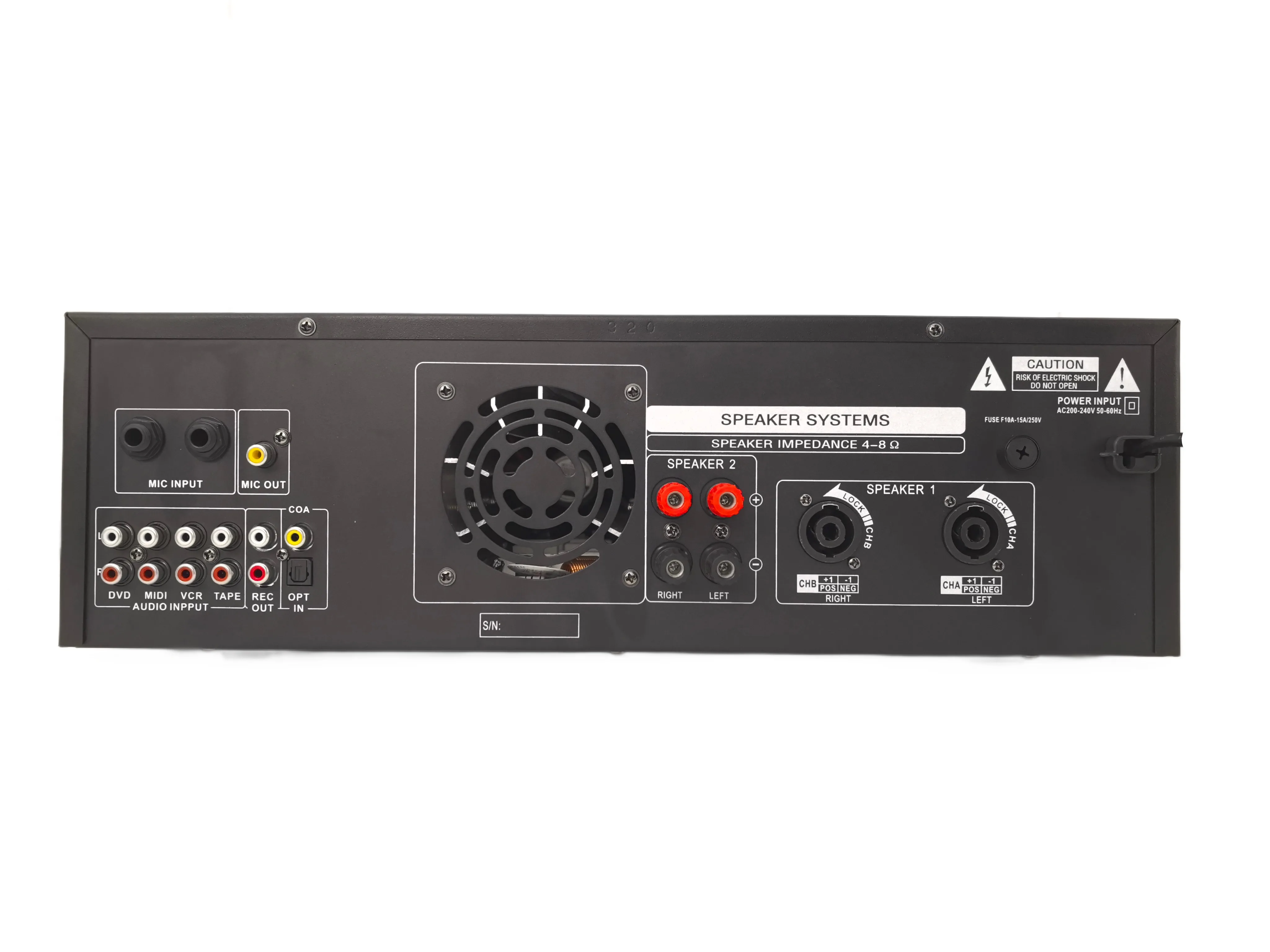 300W 2-Channel Aluminum Alloy Audio System with HiFi USB/AUX/DVD BT 5.0 20Hz-20KHz Home Karaoke Sound Amplifier for KTV Home Use