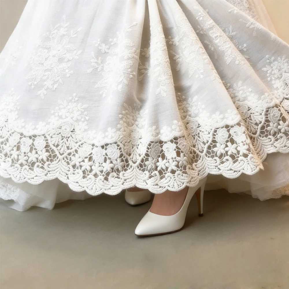 1 Yard White Hollow Out Embroidery Floral Lace Fabric Trim For Dress Lampshade Accessories DIY Sewing Repair 36CM Wide