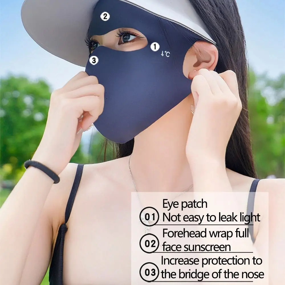 Fashion Full-Face UV Face Mask Reusable UPF 50+ Protection Sunscreen Veil Washable Breathable Ice Silk Face Cover Cycling