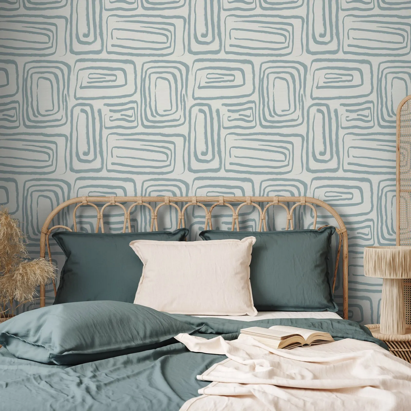 Light Blue Brush Adhesive Wall Wallpaper, Geometric Wall Mural Peel and Stick For Home Decor,Self-adhesive Or Traditional Papers