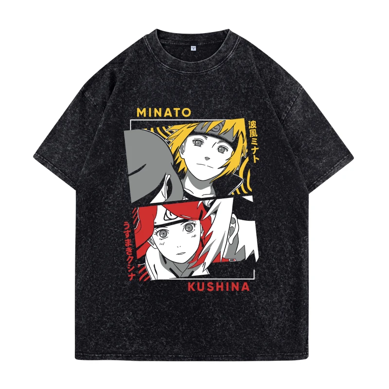 

Naruto Anime Printed T Shirt Man Women Oversized Vintage Washed Casual Cotton Short Sleeved Tee Harajuku Y2k Clothes Tops Summer