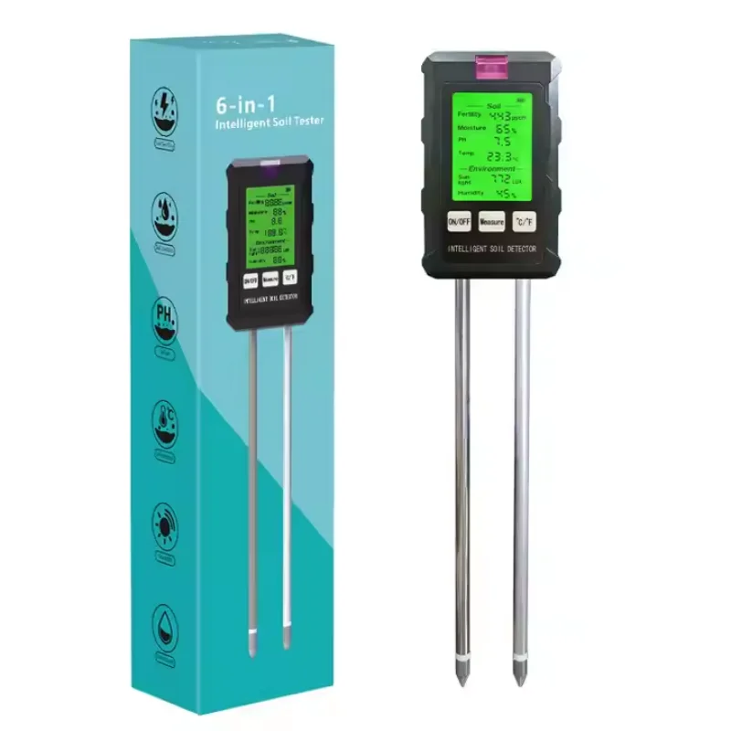Multi-Function Soil Detector PH Moisture Temperature Sunlight Air Fertility 6-in-1