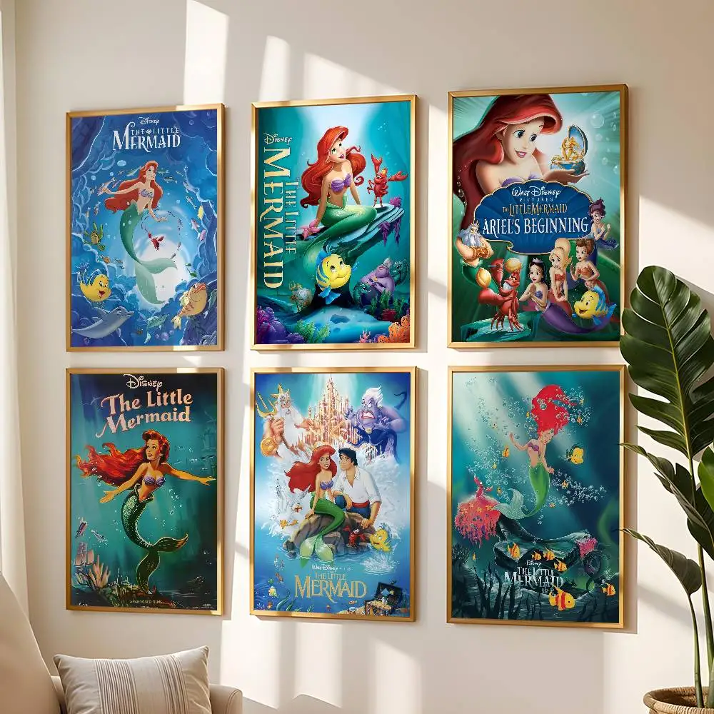 ارييل أنيمي الأميرة حورية البحر المشارك عالية الجودة طباعة مقاوم للماء جدار الفن ملصق لشريط غرفة المعيشة ديكور هدية #1