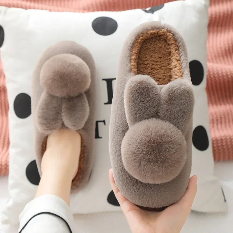 Slippers women shoes Thick bottom anti slip Plush insulation Lovers Cute Home warm slides women zapatos de mujer