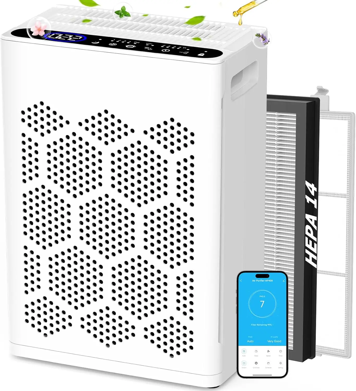 Air Purifiers for Home Large Room Up to 2400 Ft with Fragrance, Smart WiFi  Control,Auto Mode