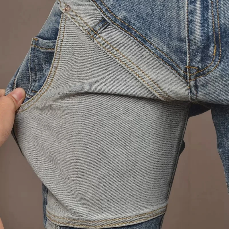 

fashion men's patchworky2k jeans retro light blue designer slim fit slit jeans men's patchwork elastic hip-hop pants Hombre