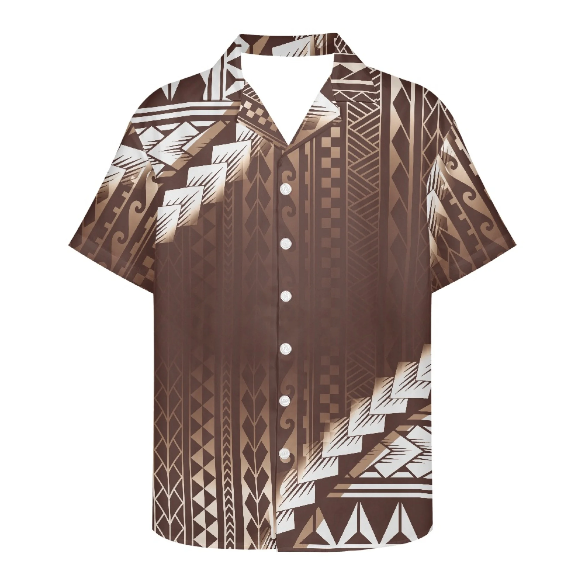 Koele Zomer Casual Shirt Polynesische Traditionele Tribal Tattoo Hawaiian Style Palm Tree Print Creatieve Korte Mouw Voor Mannen