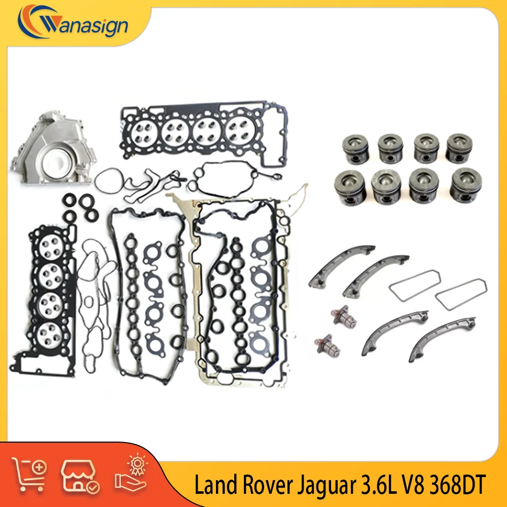 AUTO ENGINE PARTS FULL Gasket Set Piston Set Timing Chain Kit For Land Rover Jaguar 3.6L 3.6 L T V8 368DT Diesel 2006-2013