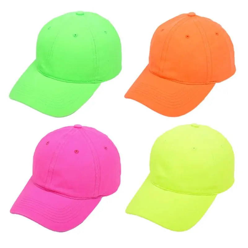 652F Baseball Cap Adjustable Size for Men Women Running Workouts Outdoor Activities All Seasons Bright Neon Solid Color Hat