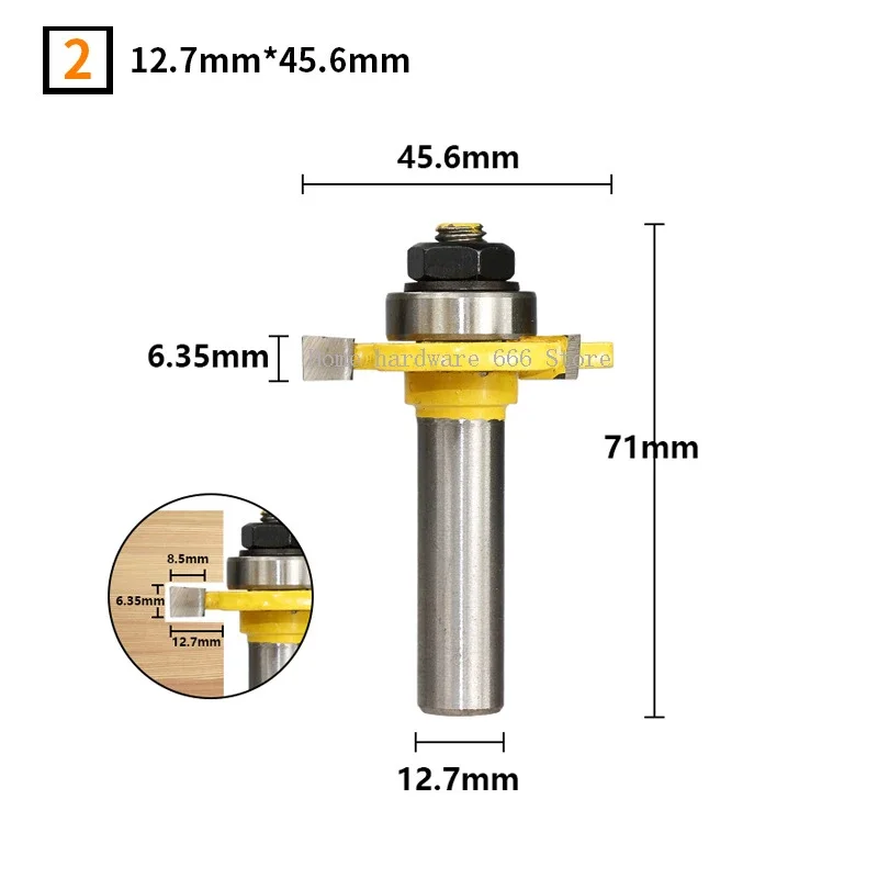 3-Tooth T-Shaped Tenon Joint Knife Square Tooth Tenon Joint Knife 1214 Woodworking Milling Cutter Tenon Joint Knife