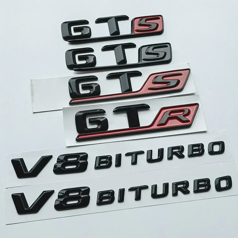 QA 2015 3D Letters GT GTS GTR GTC Badge V8 Biturbo Car Emblem for C190 X290 Auto Fender Trunk Nameplate Logo Sticker