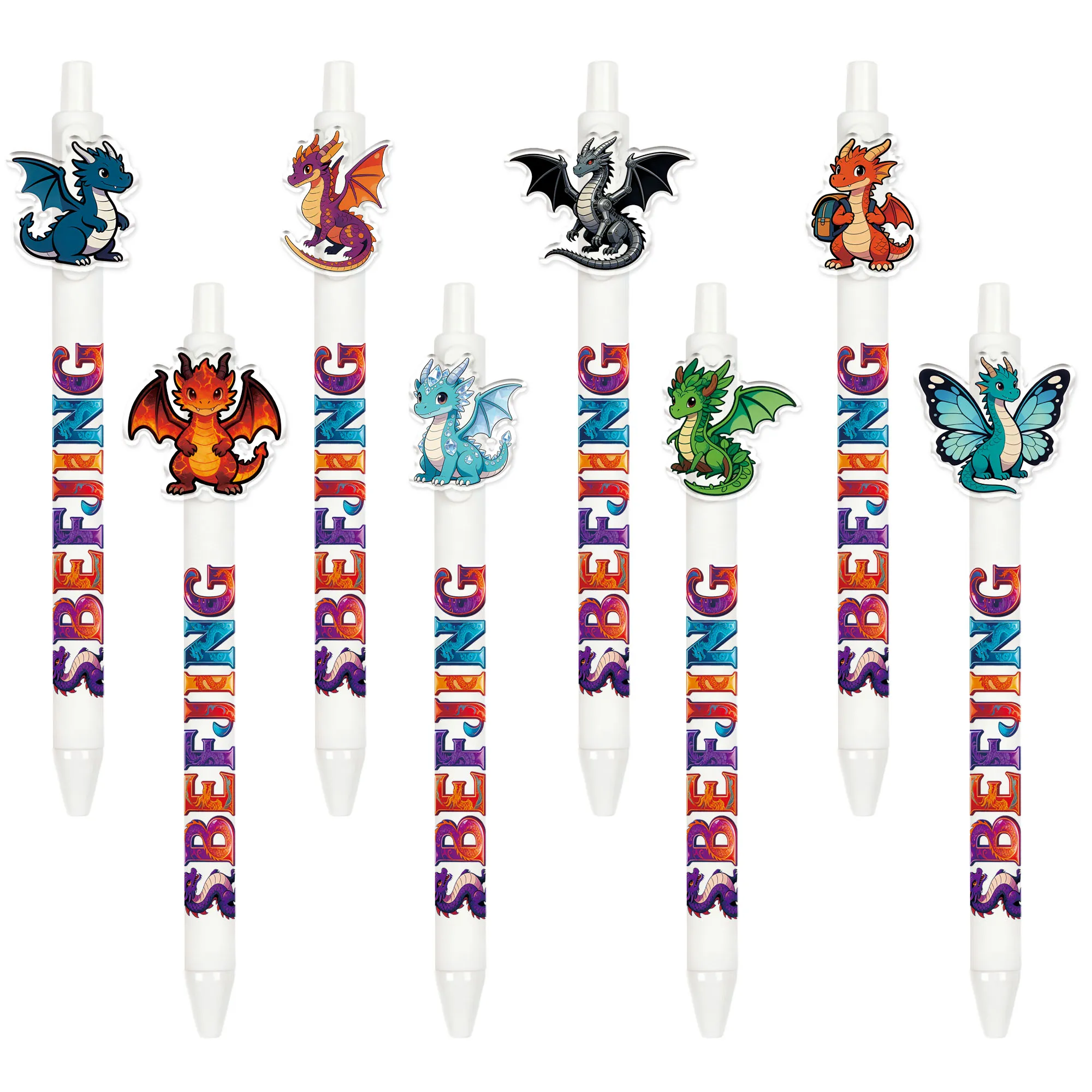 

8 pieces / 16 pieces creative dragon-themed ballpoint pens - Fire Dragon style - School supplies pens for the academic year