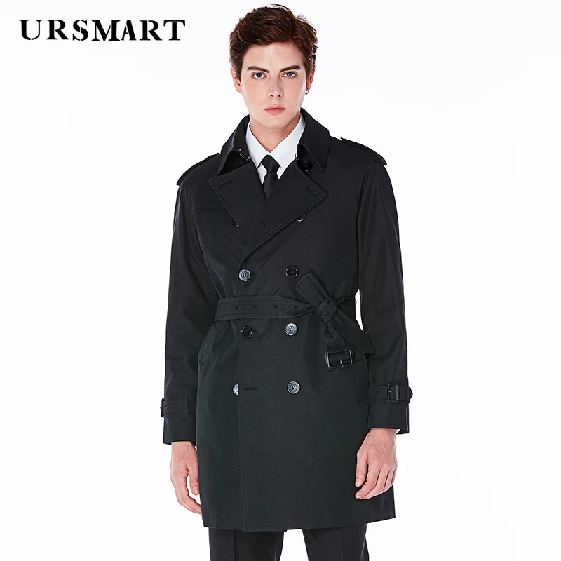 

Long trench coat men's double breasted khaki British fashion thickened detachable down inner liner custom windbreaker jacket men