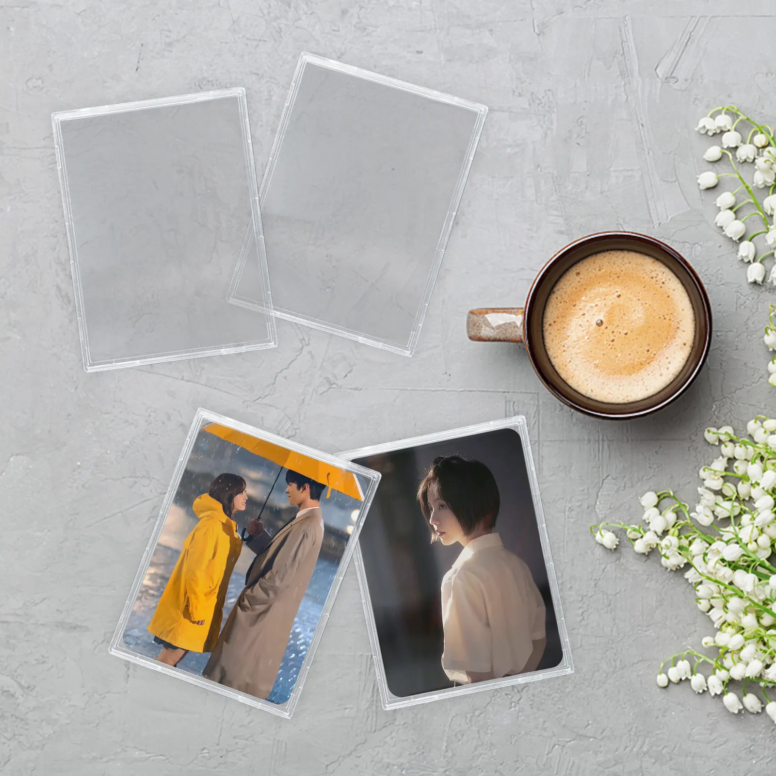 

10 шт. прозрачных акриловых футляров для карт, простой дизайн, многоразовые защитные чехлы для коллекционных фотокарточек