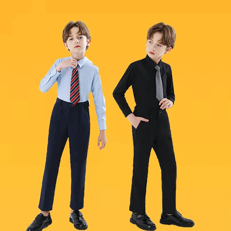 

3 Pieces Boys Shirt Pants Tie Photograph Suit Children Festival Piano Violin Performance Dress Kids School Uniform Costume