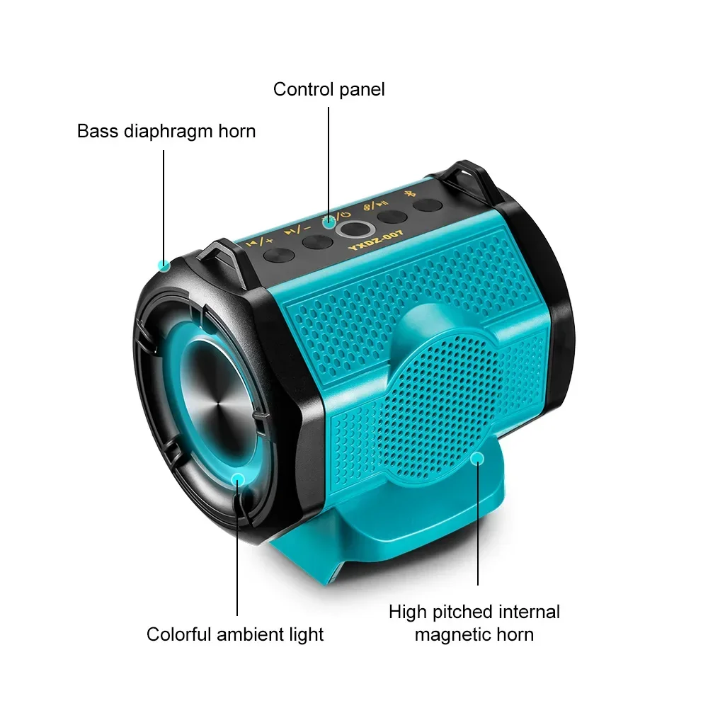 ONEVAN Cordless Bluetooth Speaker MT007 For Makita Outdoors 6D Surround Sound Loudspeaker Amplifier For Makita 18V Battery