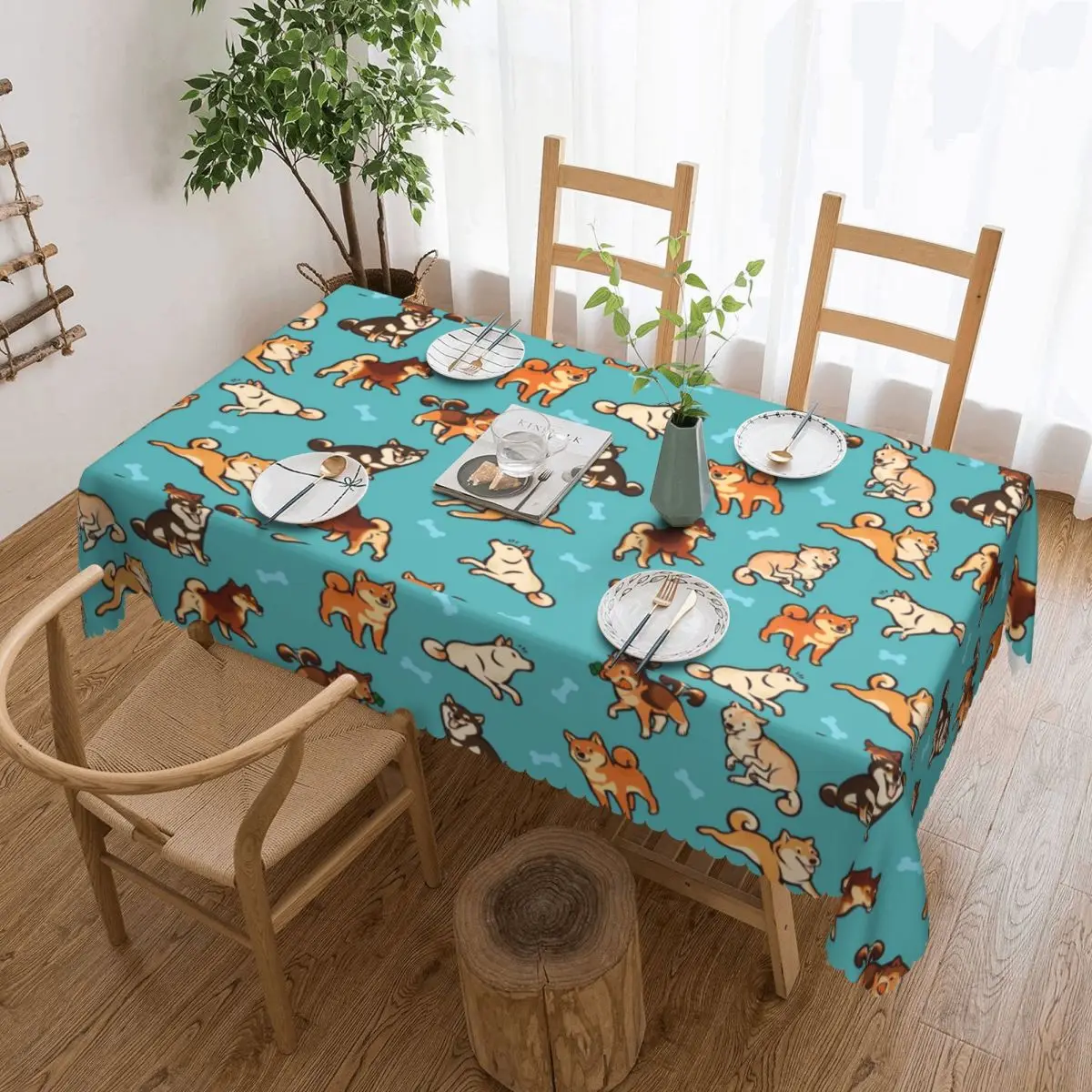 

Rectangular Cute Shiba Inu Dog Table Cloth Waterproof Tablecloth Outdoor 40"-44" Table Cover