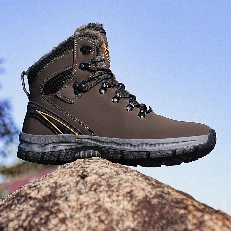 

Winter Cotton Shoes for Men, New Thick-Soled Non-Slip Wear-Resistant Outdoor Fleece-Lined Thickened Warm Work Snow Boots