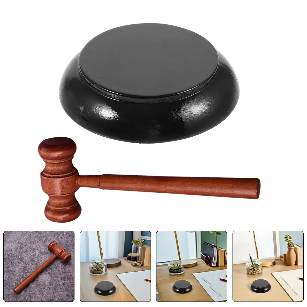 

1Set Wooden Judge Gavel and Sound Block Sturdy Courtroom Hammer Role-Play Prop Justice Costume Accessory