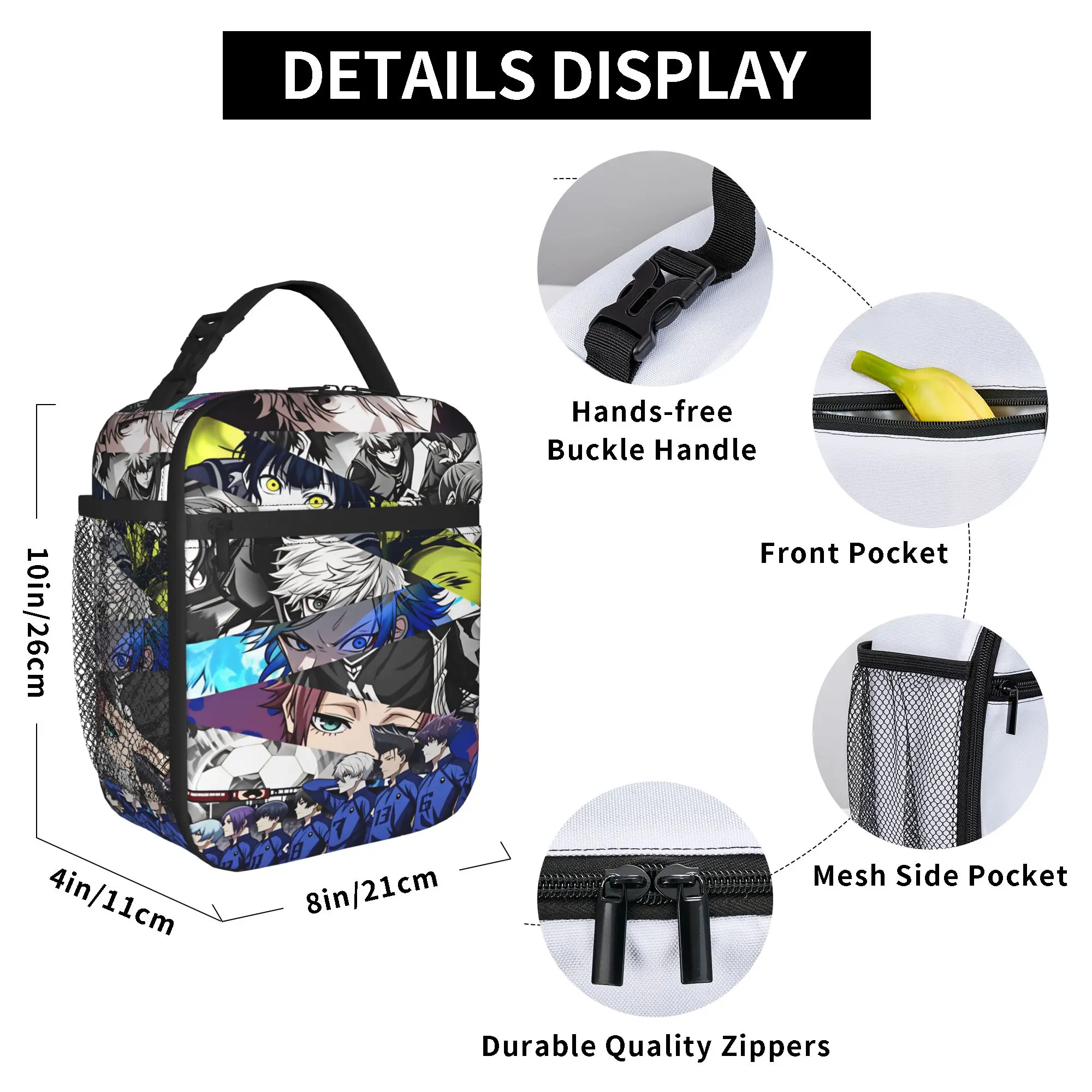 Anime Blue Locks Lunch Bag  Fun Lunch Box For Child Outdoor Picnic Convenient Cooler Bag Oxford Designer Tote Food Bags - view 5