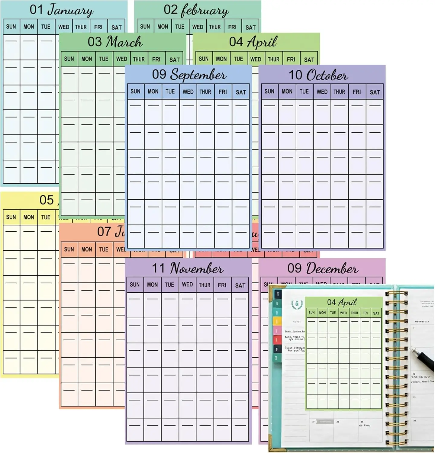 

12 Monthly Planner Date Page Sticker 3Open-Dated Monthly Planning Stickers Customizing Undated Planners, Calendar, Notebooks