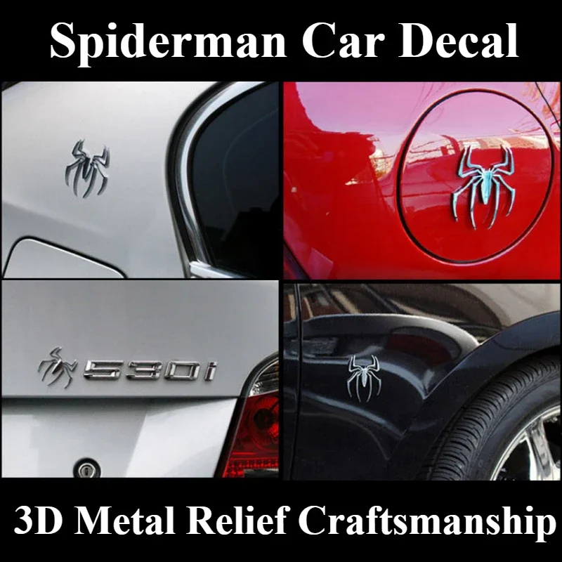 

3D Spiderman Emblem Car Sticker Metal Car Accessories Anime Car Decal for Universal Vehicle Motorcycle SUV Door Window Sticker