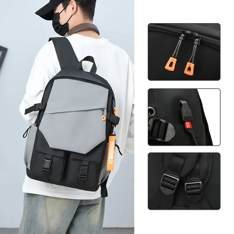 

New Simple And High-end Backpack For Men/women Large Capacity Waterproof Student Backpack Outdoor Lightweight USB Travel Bag