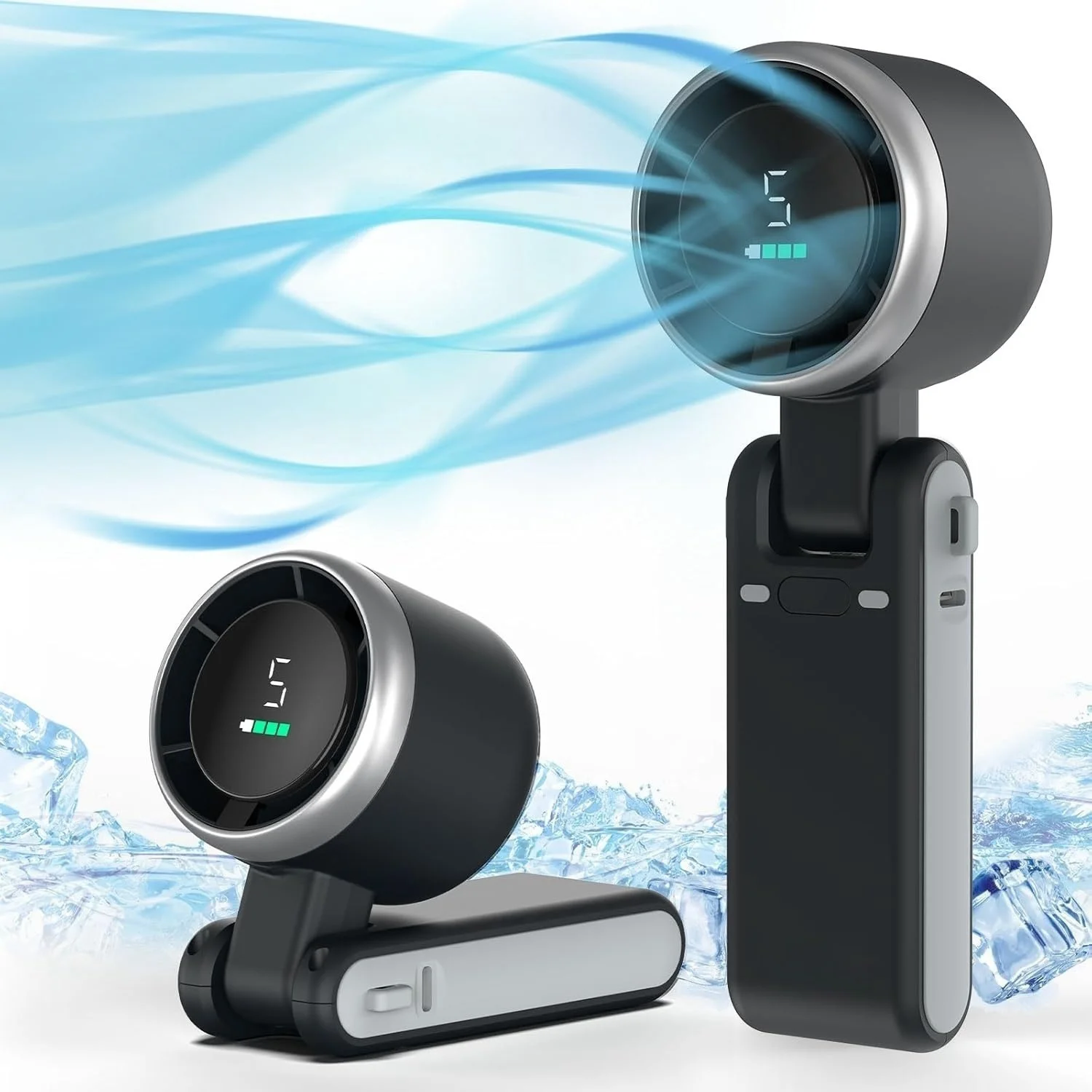 

Portable Handheld Turbo Fan with 5 Speed Control Rechargeable Battery Personal Pocket Fan for Travel Outdoor