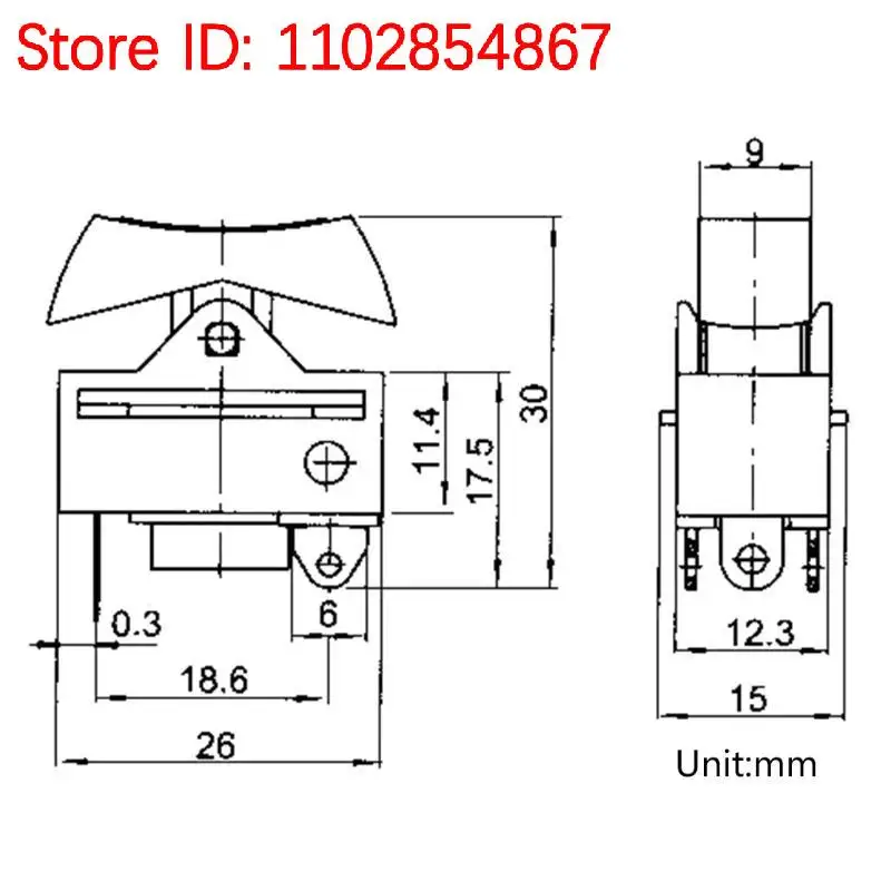Junho 2025 Cabelo cabelo elétrico Rocker Switch Secador cabelo Partes 3 pinos Red Black Red