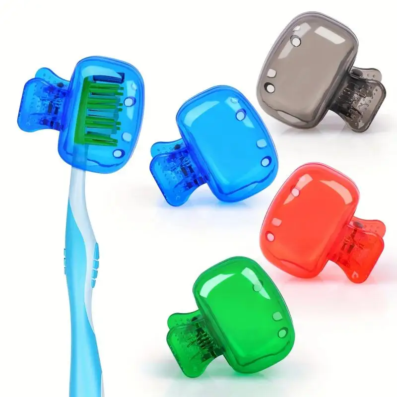 

4Pcs Travel Toothbrush Head Covers Toothbrush Protector Cap Brush Pod Case Protective Portable Plastic Clip for Household Travel