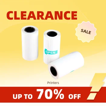 Liquidação_papel térmico 57*25mm autoadesivo branco transparente adesivo rolo direto papel portátil para mini impressora de bolso_conti