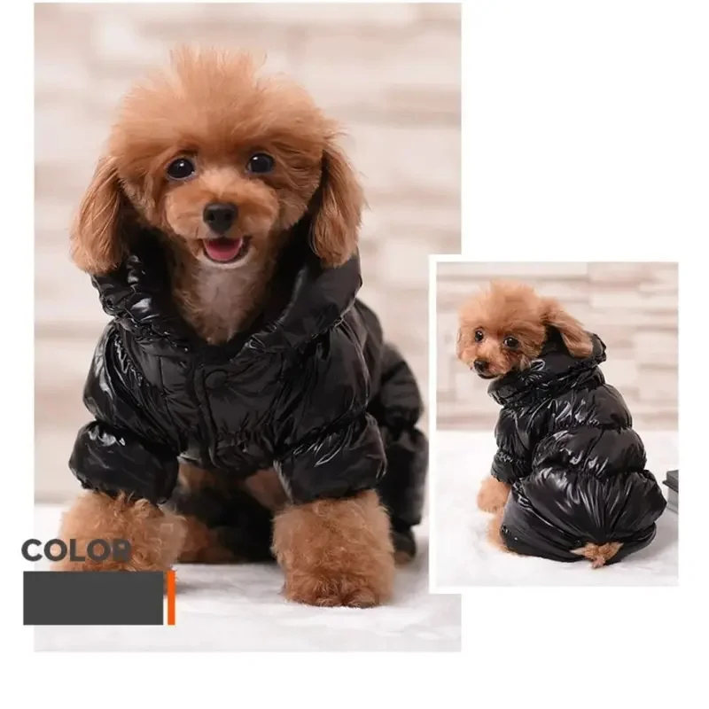 Waterproof Dog Winter Clothes Faux Leather Pet Down Jacket Thicken Warm Puppy Coat for Small Medium Dogs