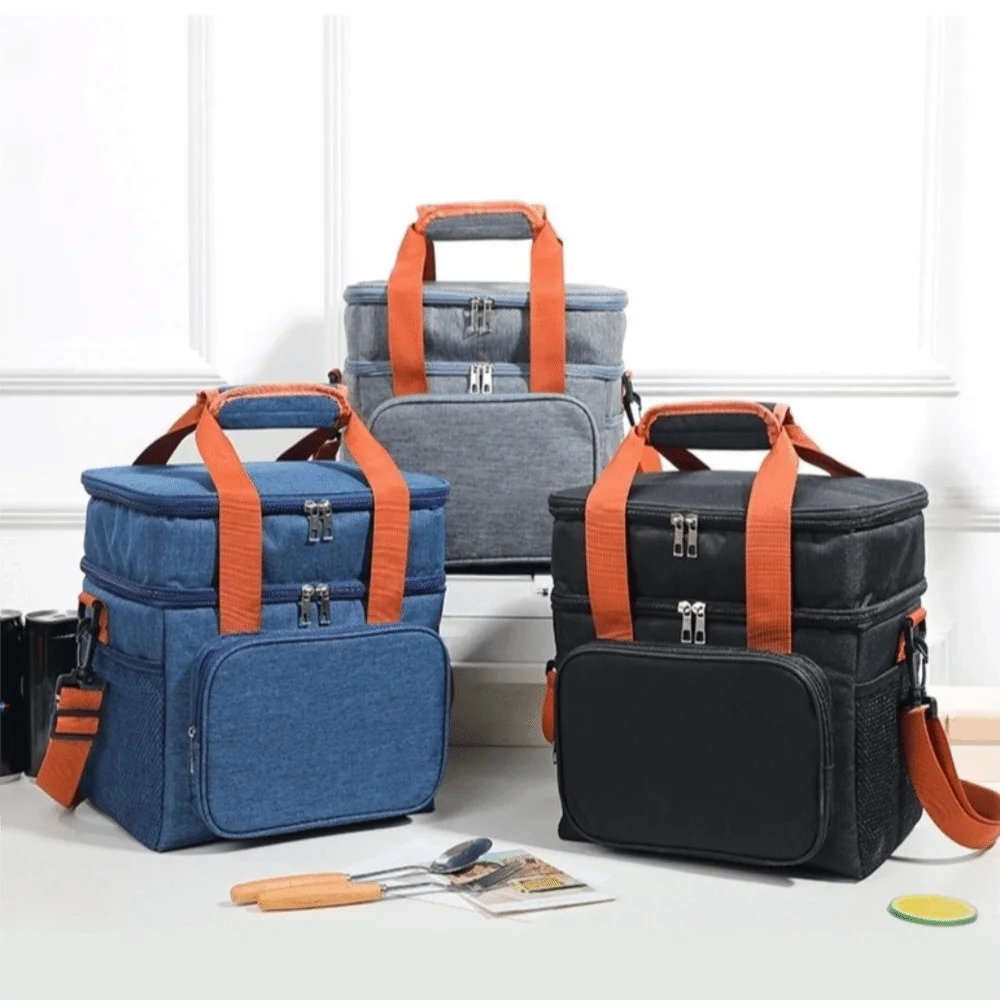 

Термосумка для обедов большой вместимости, легкая, с регулируемым плечевым ремнем, сумка-тоут для пикника, герметичная, с боковым карманом