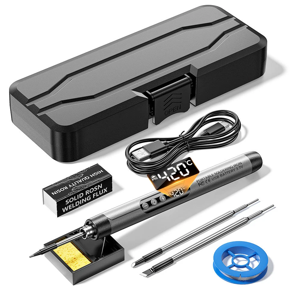 

Portable Type-C Wireless Soldering Iron Set 5V 8W 1000mAh Rechargeable Digital Display Electric Soldering Iron Kit