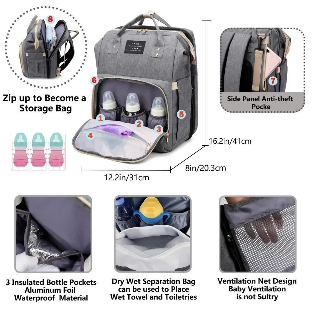 Large-capacity Baby Backpacks Female Mommy Outting Bags  Multi-function Waterproof Outdoor Travel Diaper Bags