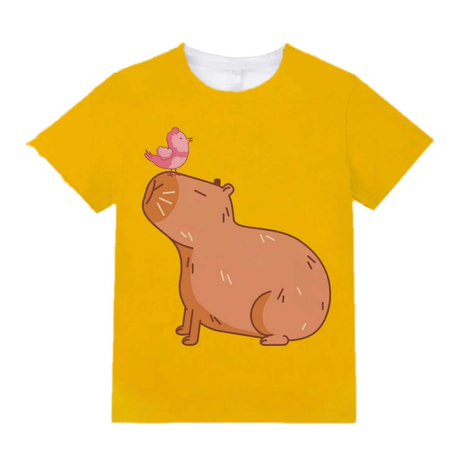 

﻿Girls Clothes Cartoon Capybara Graphic T Shirts Short Sleeve Tops Children's Clothing Summer Crew Neck Animal Tee Kids Clothes