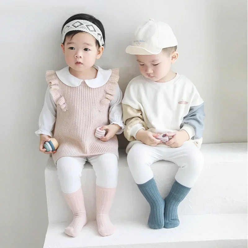 Boys and Girls Socks for Autumn Winter New 2022  Baby Clothes Accessories Pure Color Soft Comfortable Toddler Cotton Sock Korea