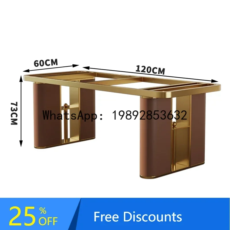 

FF light luxury high-end table leg bracket stainless steel leather marble luxury stone rock slab dining table
