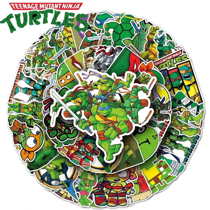 52PCS Ninja Turtles TMNT Anime Stickers Kawaii Cartoon Cute Aesthetic Decal Decoration Laptop Motorcycle Luggage Car Sticker New