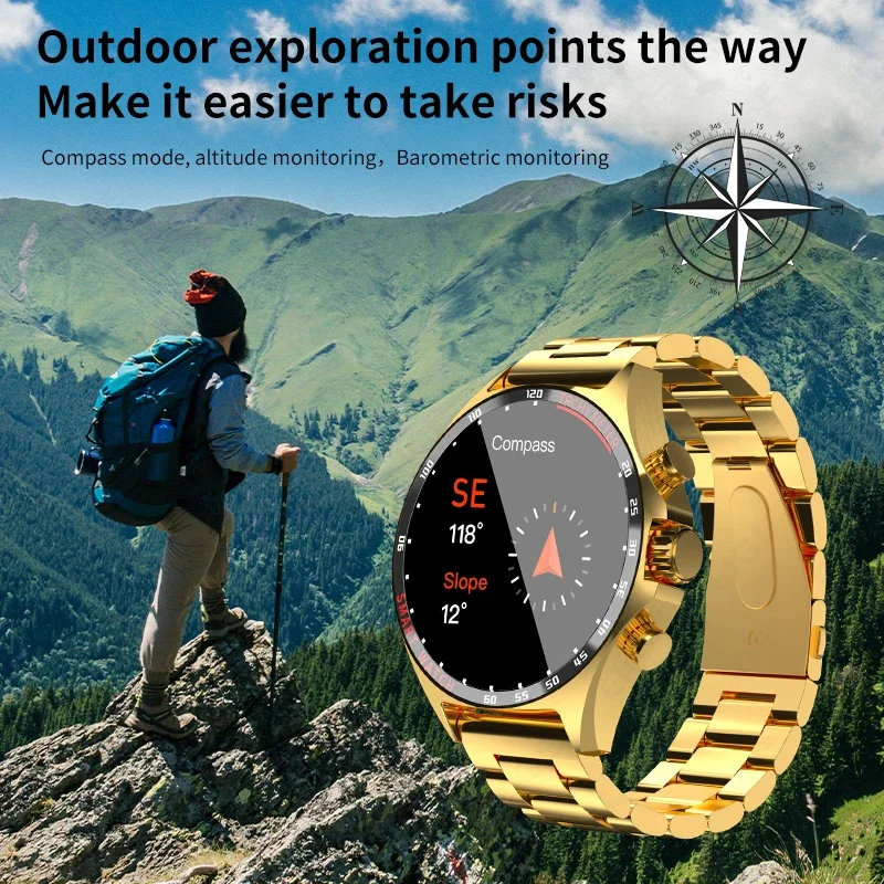 2024 New GPS Smart Watch Men Outdoor Compass Sports Fitness Bracelet Bluetooth Call Clock Waterproof Smartwatch For Android IOS