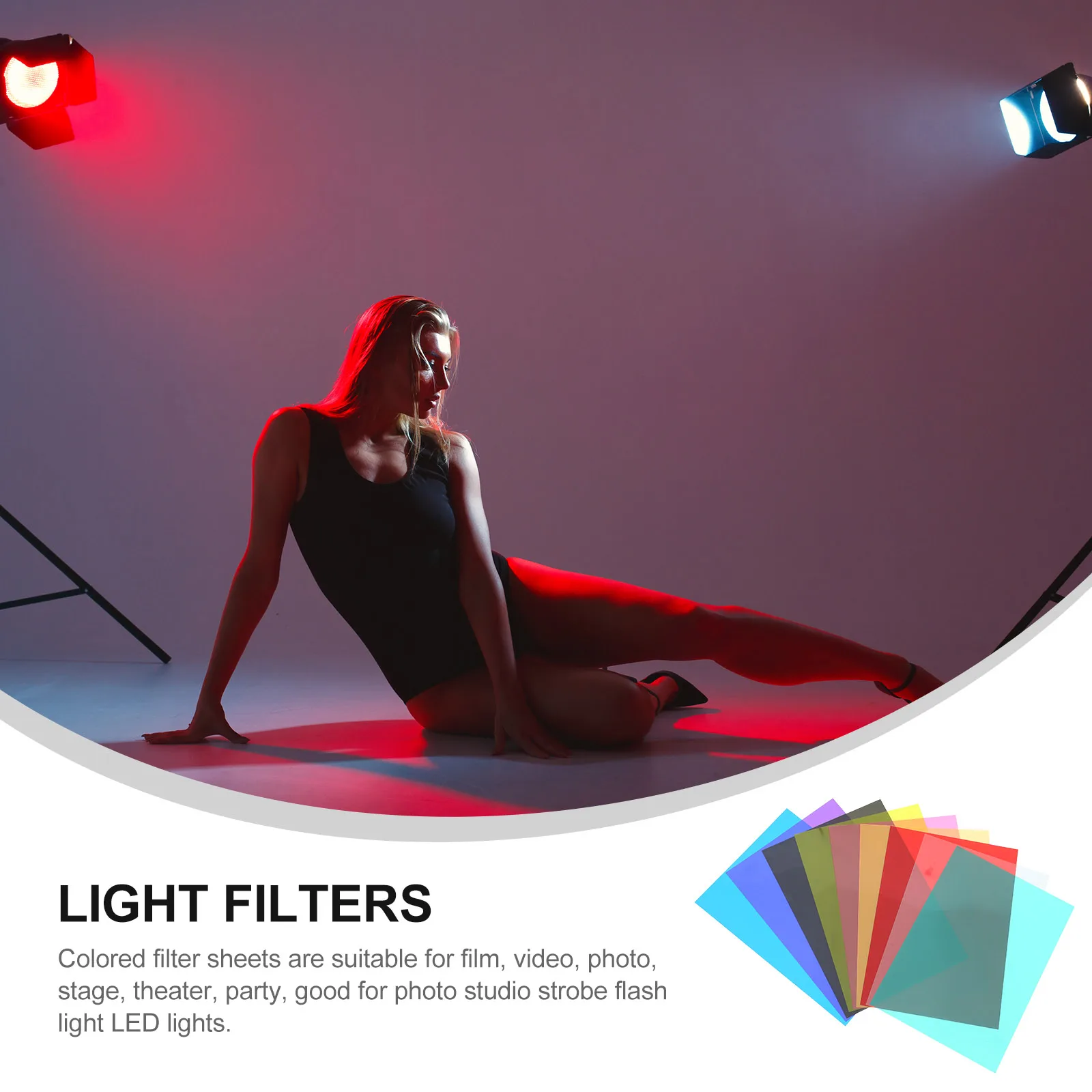 

9pcs Light Diffuser Sheets Colored Plastic Filter Sheets Lighting Gels For Photography Video Stage Party Decorative Lights Color