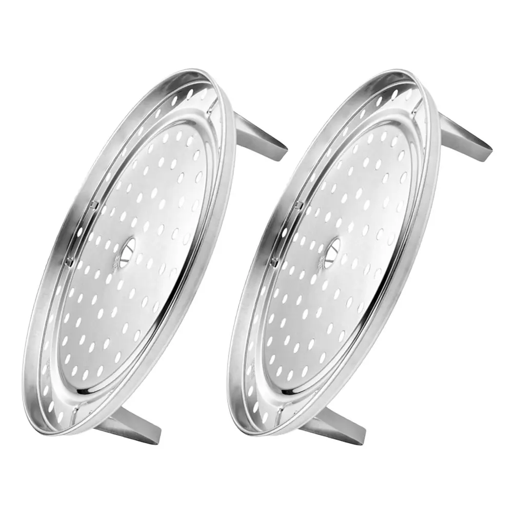 

2Pcs Stainless Steel Steaming Rack Round Kitchen Steam Tray with Detachable Legs for Dumplings Eggs Vegetables Fish Cooking